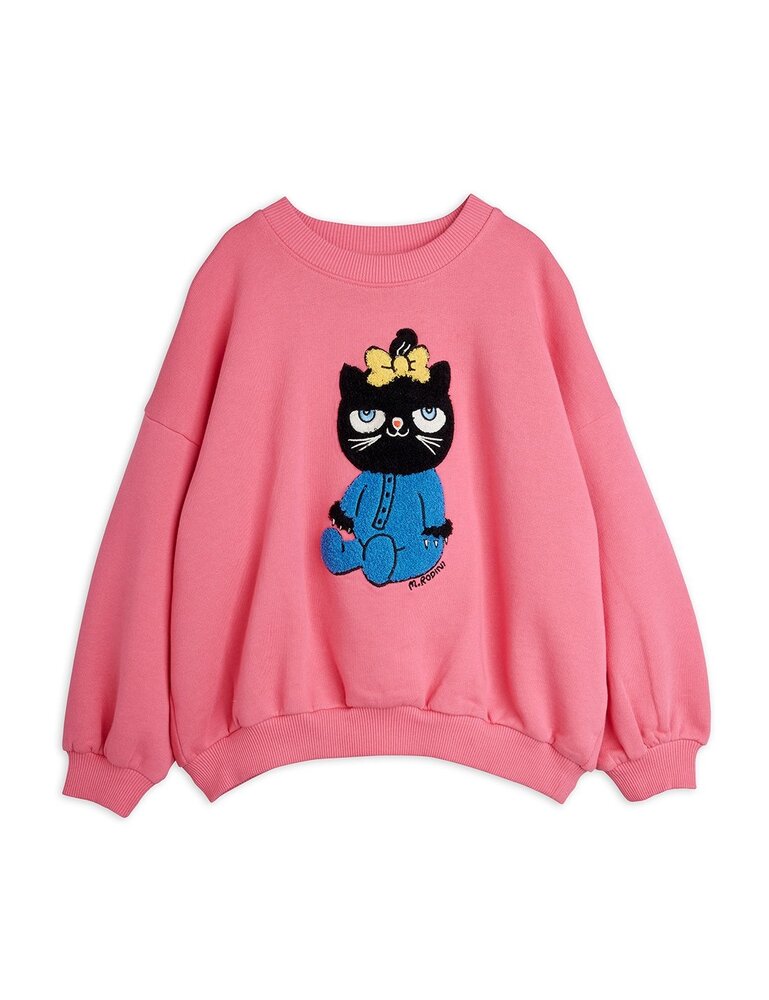 Mini Rodini Cat chenille sweatshirt pink