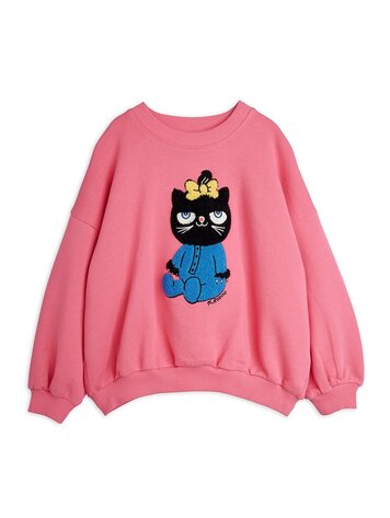 Mini Rodini Cat chenille sweatshirt pink