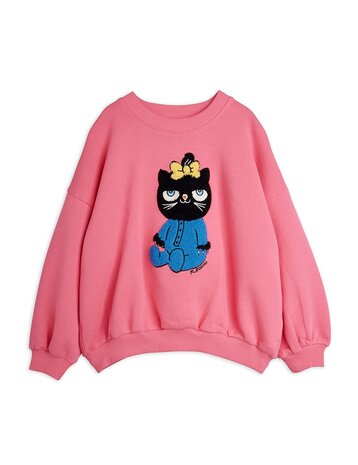 Mini Rodini Cat chenille sweatshirt pink