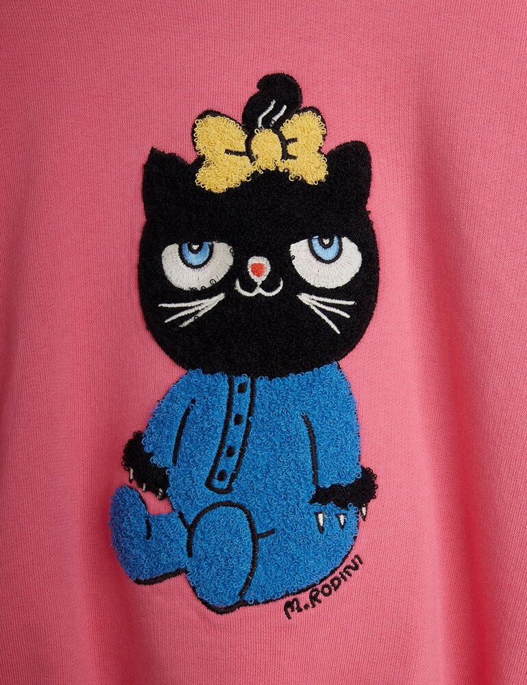 Mini Rodini Cat chenille sweatshirt pink