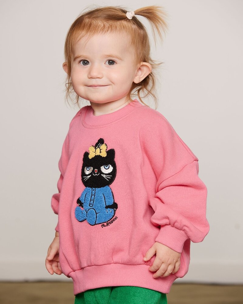 Mini Rodini Cat chenille sweatshirt pink