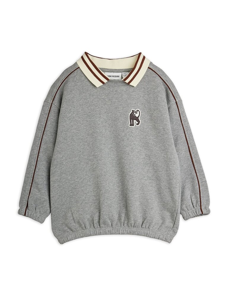 Mini Rodini Panther patch piping collar sweatshirt grey melange