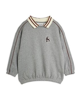 Mini Rodini Panther patch piping collar sweatshirt grey melange