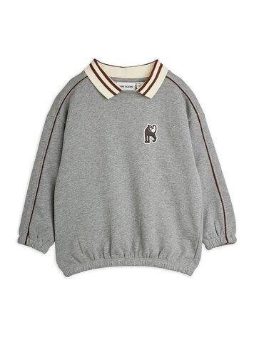 Mini Rodini Panther patch piping collar sweatshirt grey melange