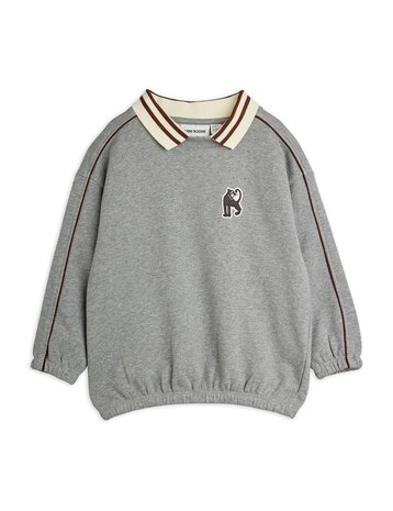Mini Rodini Panther patch piping collar sweatshirt grey melange