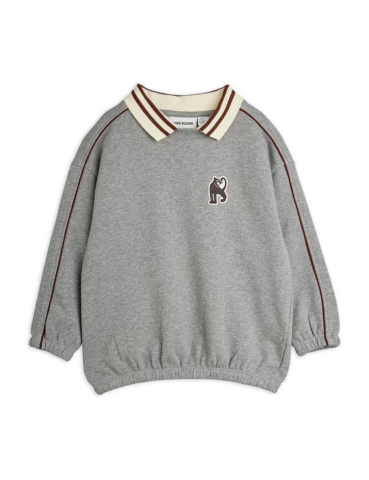 Mini Rodini Panther patch piping collar sweatshirt grey melange