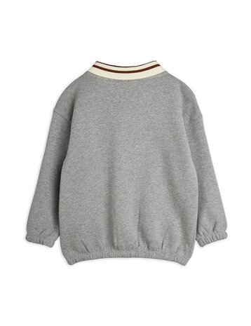 Mini Rodini Panther patch piping collar sweatshirt grey melange