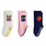 Mini Rodini Cats 3-pack anti-slip socks