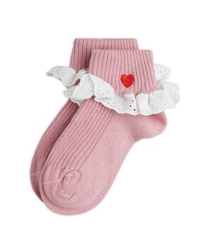 Mini Rodini Heart lace 1-pack socks pink