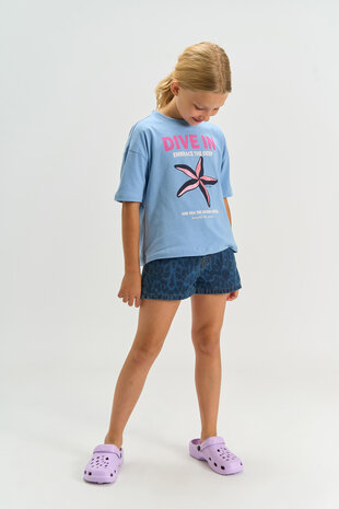 The New TNPrima Regular Fit Denim Shorts Medium Blue Denim AOP