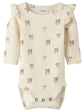 Lil Atelier NBFGAVO EKO LS SLIM BODY TURTLEDOVE BOW