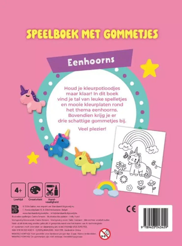 Speelboek met gommetjes: Eenhoorns 4+ Speelboek met gommetjes: Eenhoorns 4+