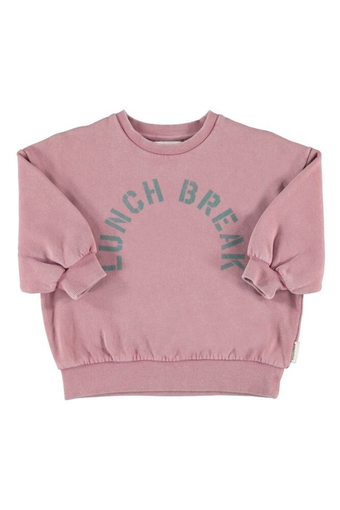 Piupiuchick oversized sweatshirt | pink w/ "lunch break" print Piupiuchick oversized sweatshirt | pink w/ "lunch break" print