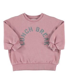Piupiuchick oversized sweatshirt | pink w/ "lunch break" print