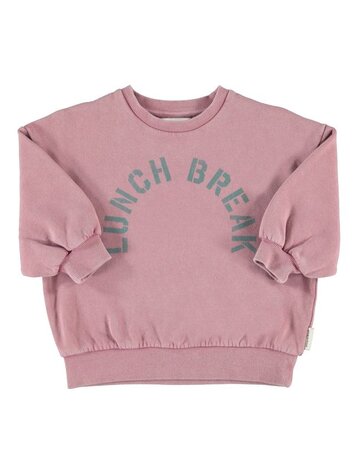 Piupiuchick oversized sweatshirt | pink w/ "lunch break" print