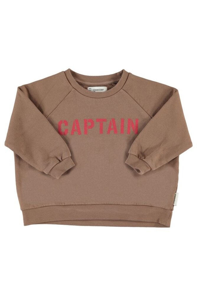 Piupiuchick sweatshirt | brown w/ "captain" print