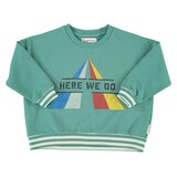 Piupiuchick sweatshirt | green w/ "here we go" print Piupiuchick sweatshirt | green w/ "here we go" print