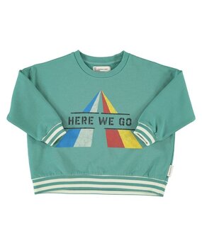 Piupiuchick sweatshirt | green w/  "here we go" print