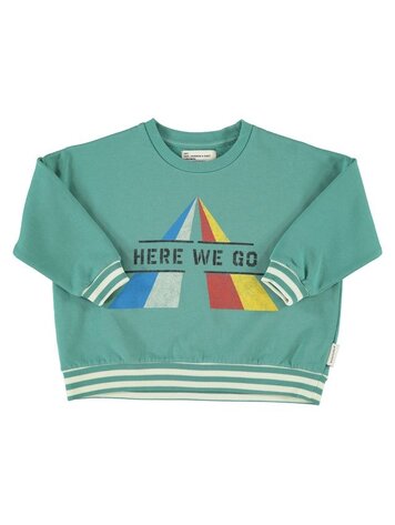 Piupiuchick sweatshirt | green w/  "here we go" print