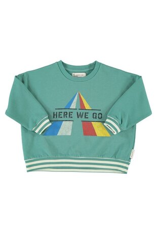 Piupiuchick sweatshirt | green w/ "here we go" print Piupiuchick sweatshirt | green w/ "here we go" print