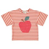 Piupiuchick oversize t'shirt | red & ecru stripes w/ apple print Piupiuchick oversize t'shirt | red & ecru stripes w/ apple print