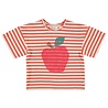 Piupiuchick oversize t'shirt | red & ecru stripes w/ apple print