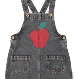 Piupiuchick short dress w/ straps | washed black denim w/ apple print Piupiuchick short dress w/ straps | washed black denim w/ apple print