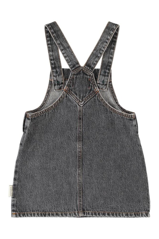 Piupiuchick short dress w/ straps | washed black denim w/ apple print Piupiuchick short dress w/ straps | washed black denim w/ apple print