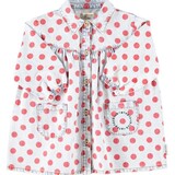 Piupiuchick short dress | ligth blue denim w/ red dots Piupiuchick short dress | ligth blue denim w/ red dots