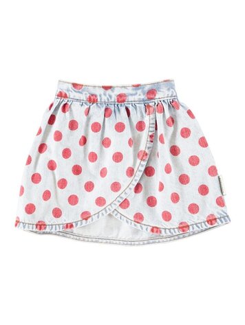 Piupiuchick short skirt | light blue denim w/ red dots