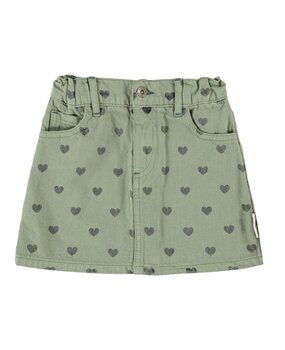 Piupiuchick short skirt | olive green w/ black hearts
