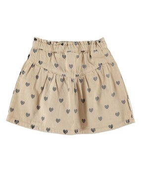 Piupiuchick short skirt | beige w/ black hearts