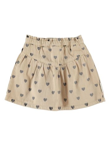 Piupiuchick short skirt | beige w/ black hearts