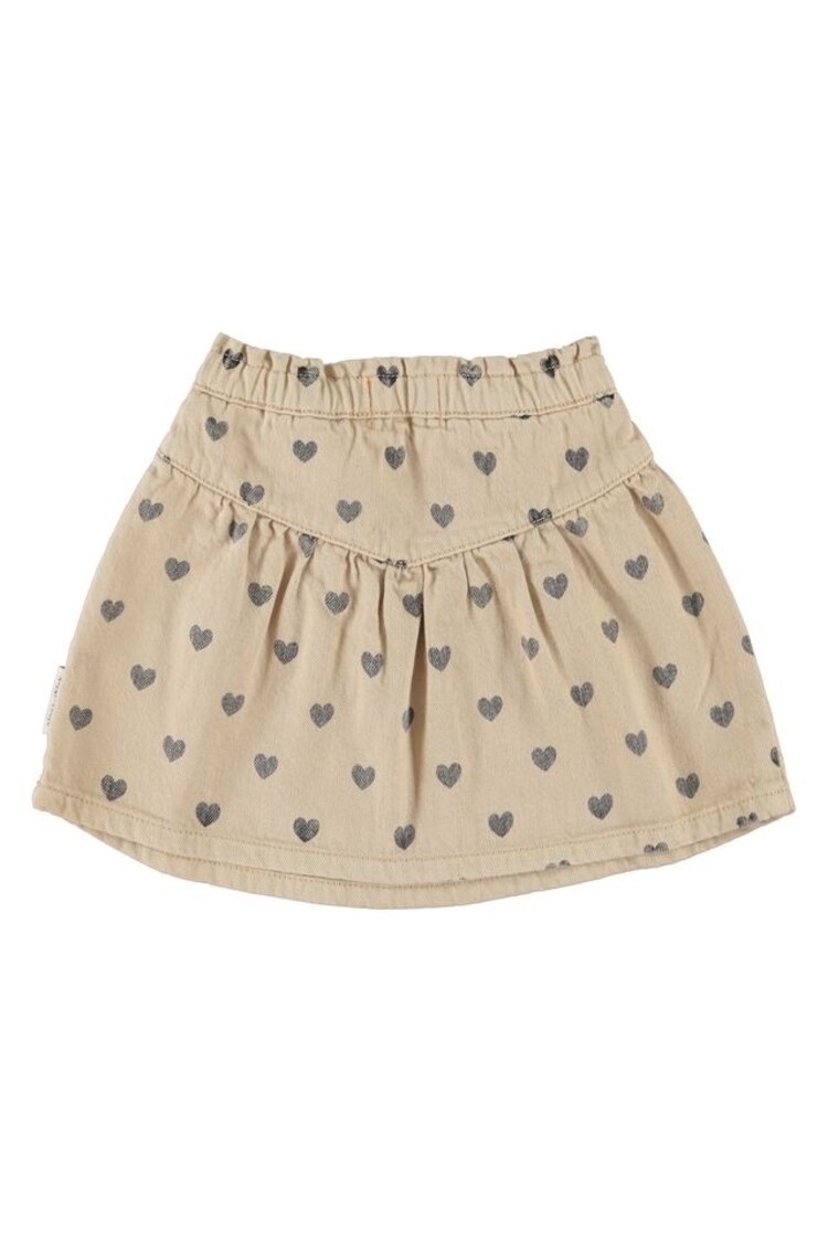 Piupiuchick short skirt | beige w/ black hearts