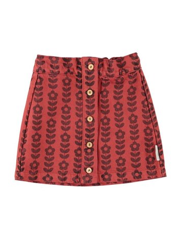 Piupiuchick short skirt | bordeaux w/ black flowers