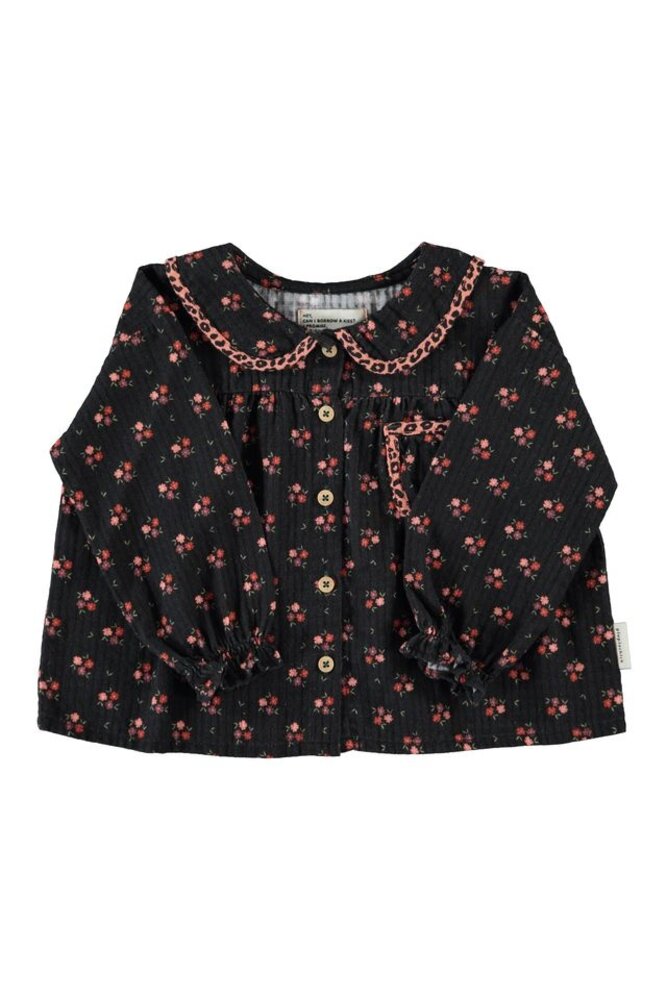 Piupiuchick peter pan collar blouse | black w/ flowers Piupiuchick peter pan collar blouse | black w/ flowers