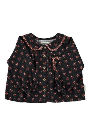 Piupiuchick peter pan collar blouse | black w/ flowers Piupiuchick peter pan collar blouse | black w/ flowers