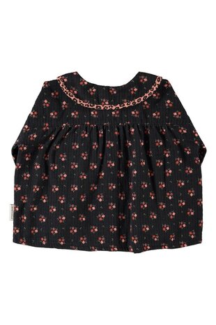 Piupiuchick peter pan collar blouse | black w/ flowers Piupiuchick peter pan collar blouse | black w/ flowers