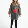Piupiuchick short dress w/ straps | washed black denim w/ apple print Piupiuchick short dress w/ straps | washed black denim w/ apple print