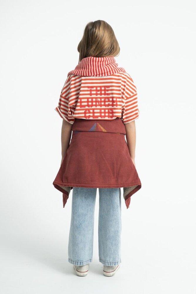Piupiuchick oversize t'shirt | red & ecru stripes w/ apple print