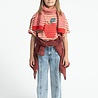 Piupiuchick oversize t'shirt | red & ecru stripes w/ apple print