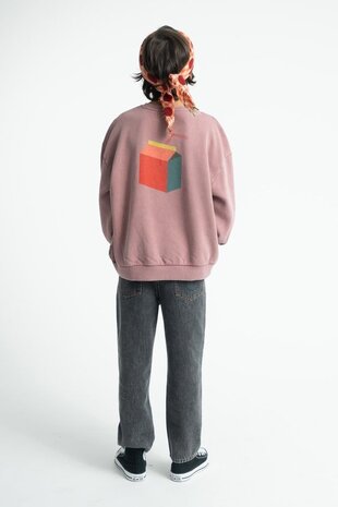 Piupiuchick oversized sweatshirt | pink w/ "lunch break" print Piupiuchick oversized sweatshirt | pink w/ "lunch break" print