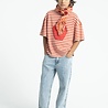 Piupiuchick oversize t'shirt | red & ecru stripes w/ apple print