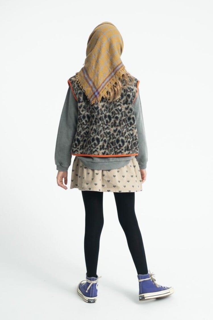 Piupiuchick short skirt | beige w/ black hearts