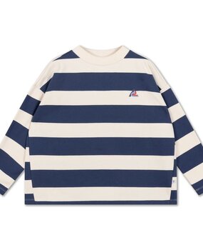 Repose 23. Boxy sweater - Eclipse blue block stripe