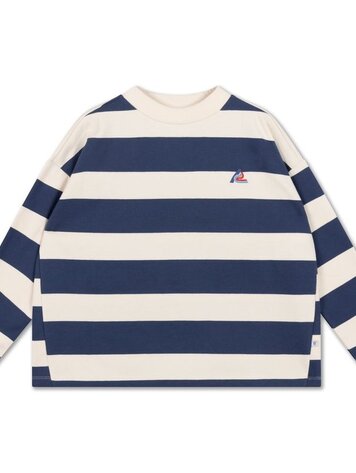 Repose 23. Boxy sweater - Eclipse blue block stripe