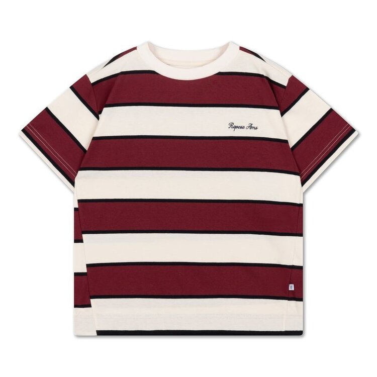 Repose 31. Tee shirt - Mulberry multi stripe