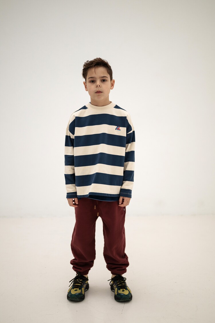 Repose 23. Boxy sweater - Eclipse blue block stripe