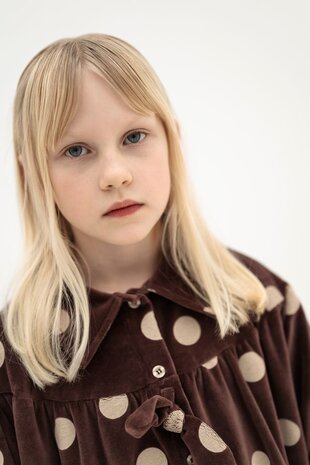 Repose 46. Bow dress - Chocolate polka dot Repose 46. Bow dress - Chocolate polka dot