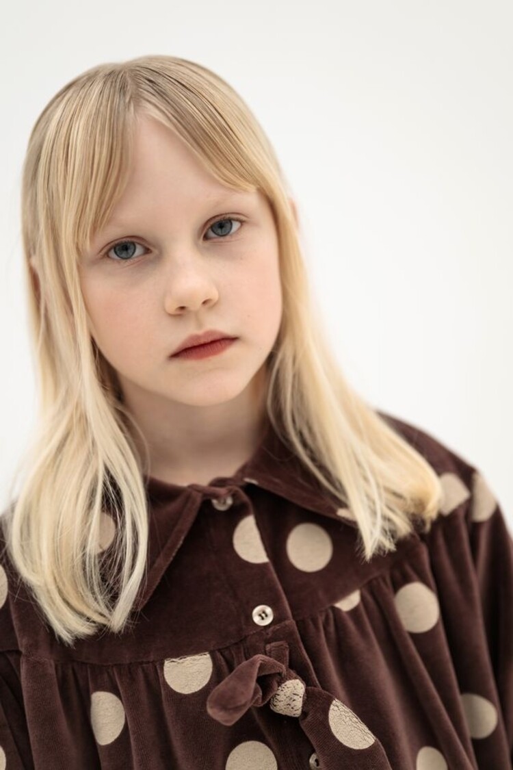 Repose 46. Bow dress - Chocolate polka dot